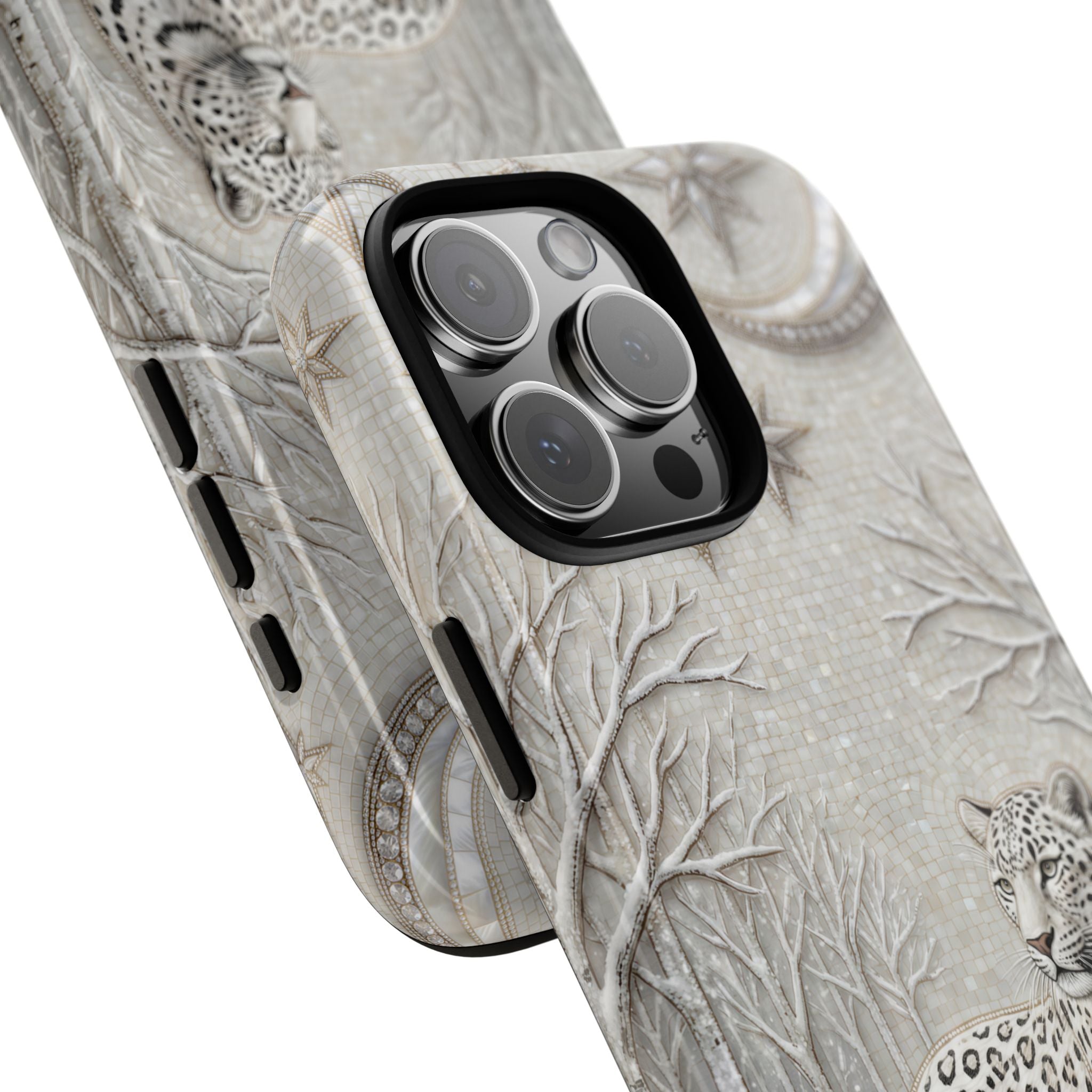 Snow Leopard iPhone Case | Winter Moon Forest Protective Phone Cover