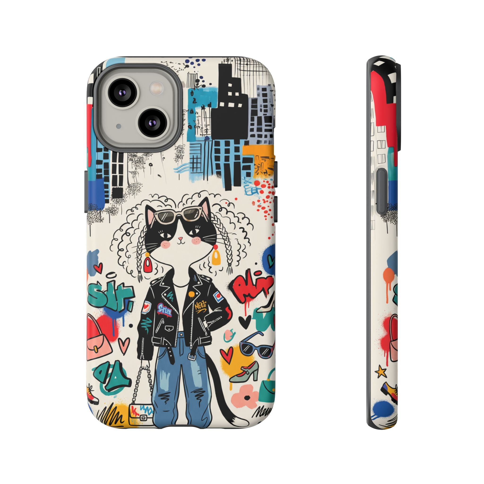 Punk City Cat Graffiti Design iPhone Case