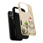 Cute Cat Tea Time iPhone Case | Kawaii Kitten with Apple Design