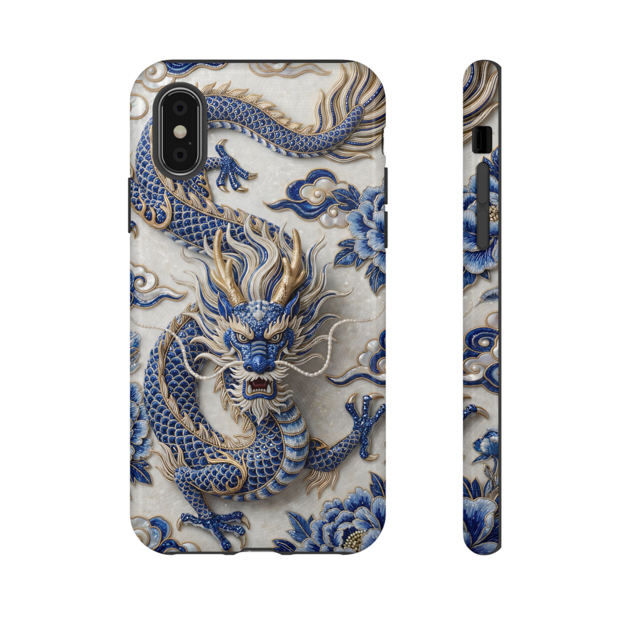 Asian Zodiac Dragon iPhone Case | Blue & White Porcelain Luxury Protective Case | Year of the Dragon Gift