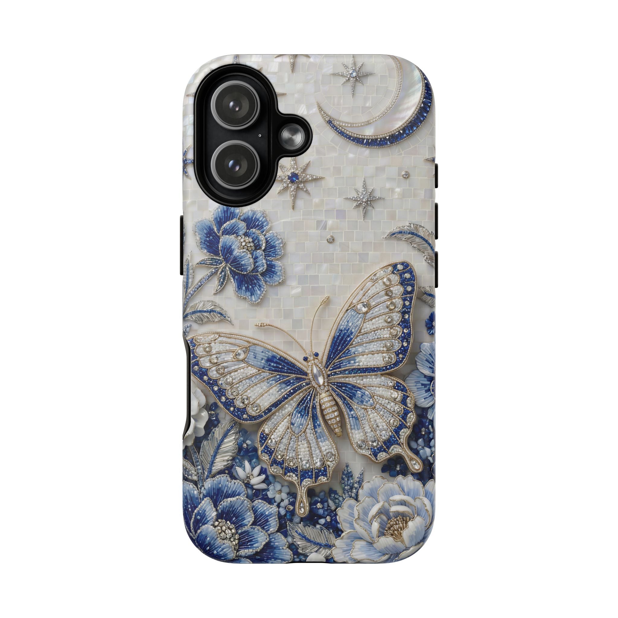 Blue Moon Butterfly MagSafe iPhone Case | Floral Protective Tough Case