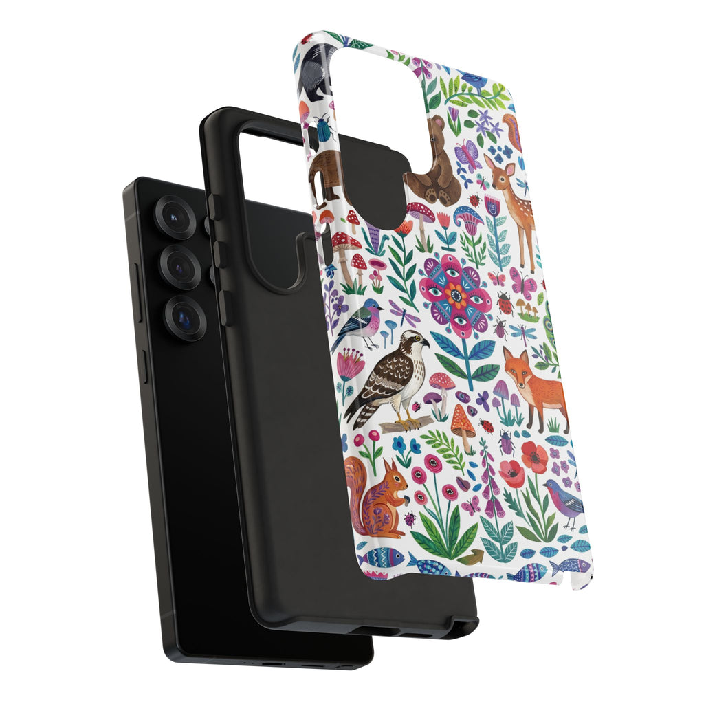 Wild Garden Samsung Galaxy Phone Case | Cute Forest Animals Floral Pattern Tough Case