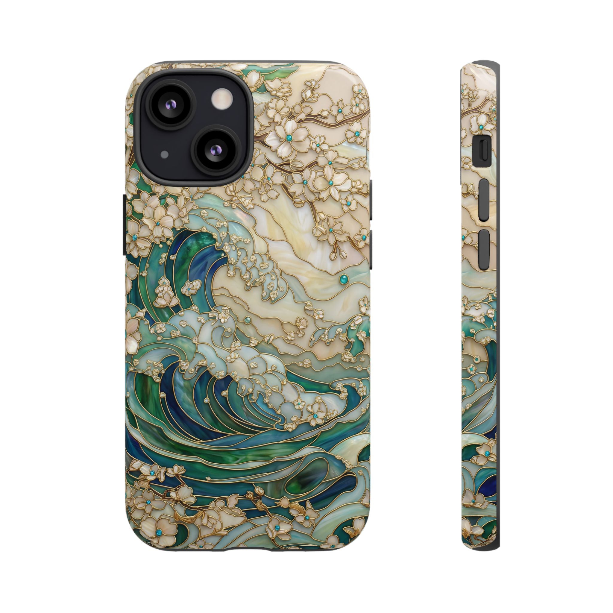 Elegant Ocean Wave Floral Art iPhone Case