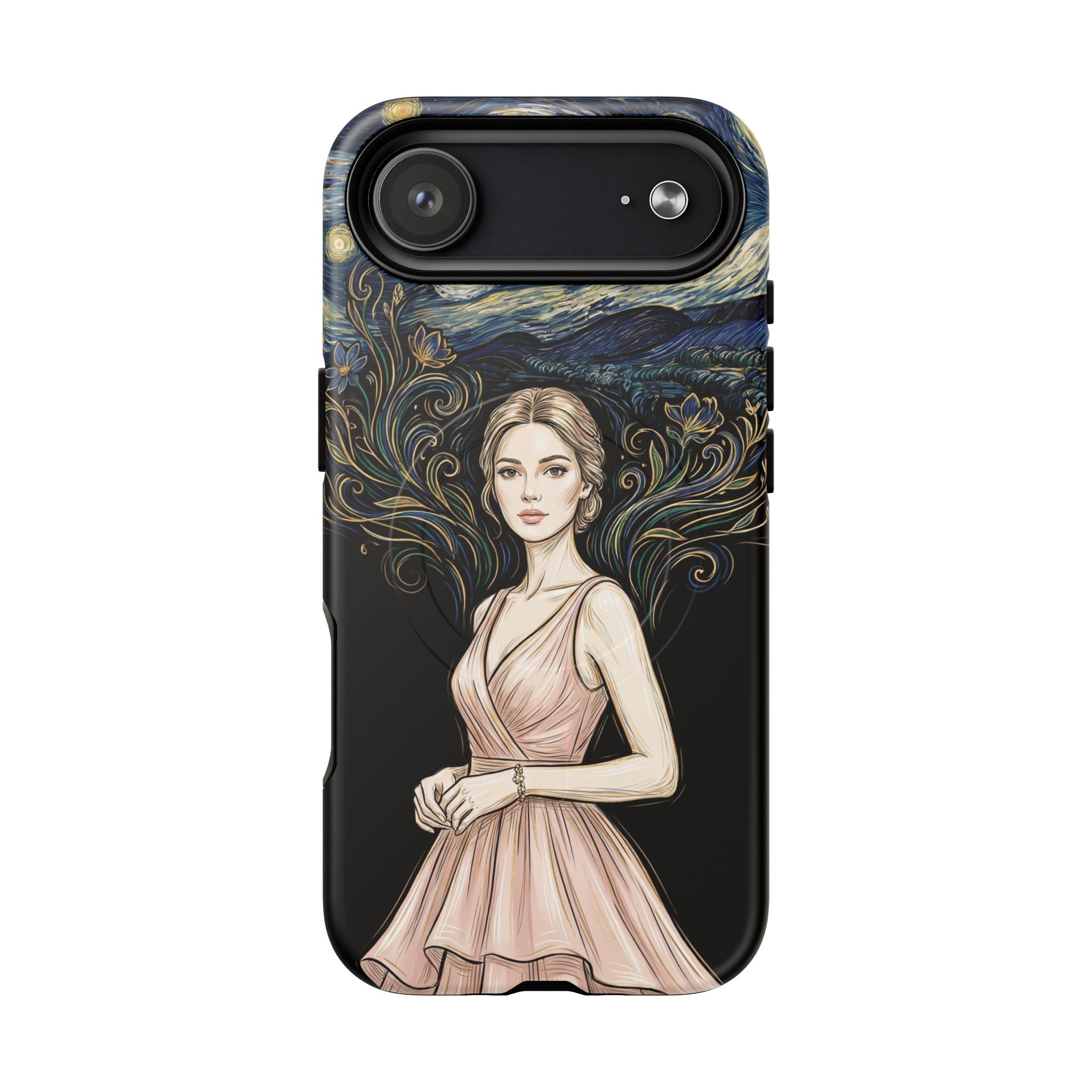 Art Nouveau Starry Night MagSafe iPhone Case | Elegant Woman Illustration Tough Case