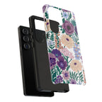 Floral Purple Garden Phone Case — Protective Phone Cover with Lavender & Peach Blooms