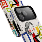 Art Gallery Illustration MagSafe iPhone Case | Cute Woman with Frames Design