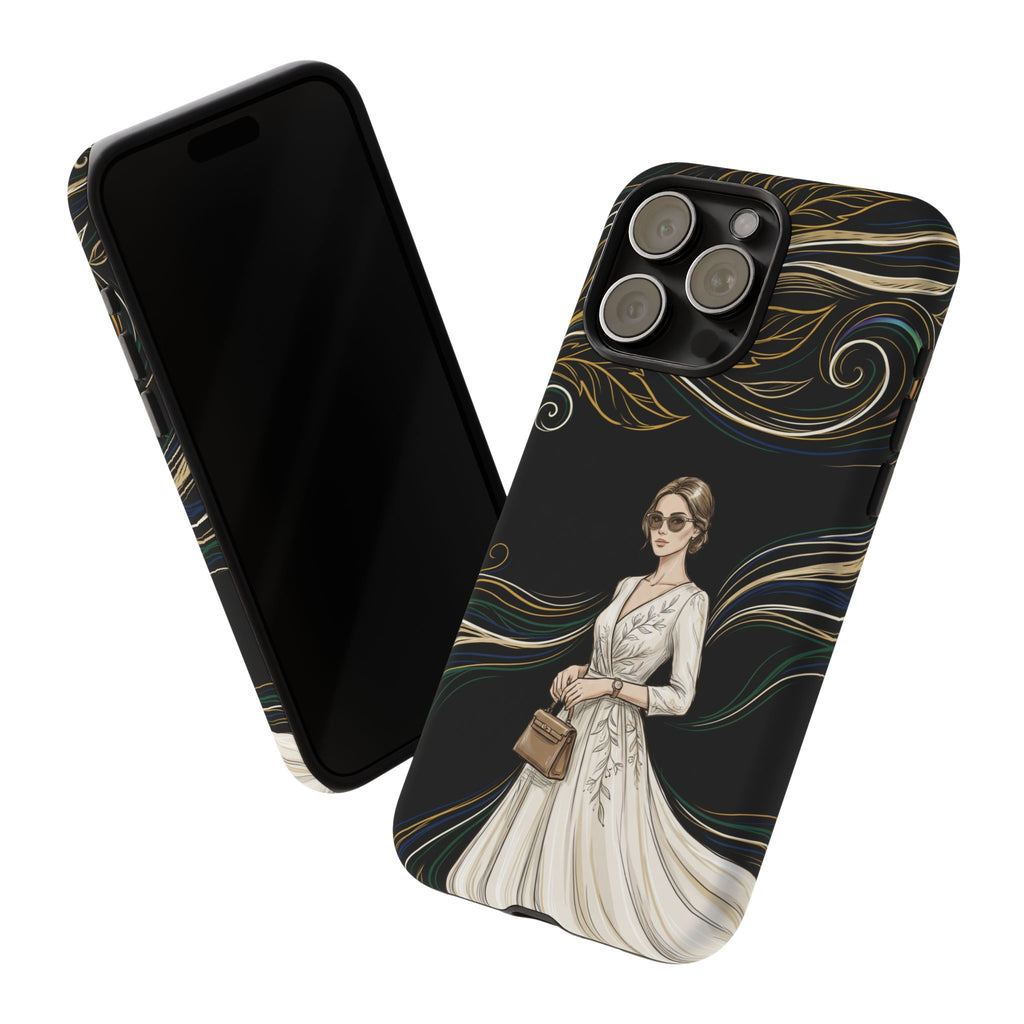 Cover per iPhone con illustrazione di donna elegante | Sposa vintage in abito fluente