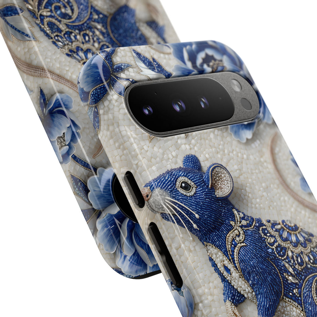 Asian Zodiac Rat Google Pixel Phone Case | Blue & White Porcelain Art Slim Protective iPhone Case | Year of the Rat Gift