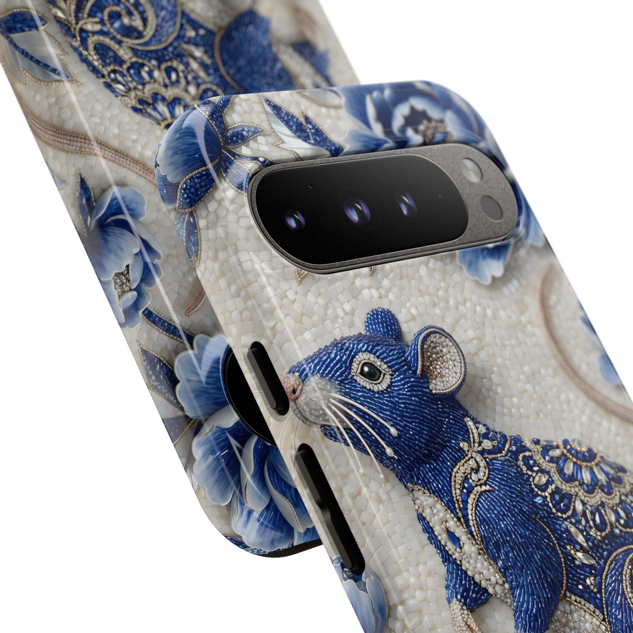 Asian Zodiac Rat Google Pixel Phone Case | Blue & White Porcelain Art Slim Protective iPhone Case | Year of the Rat Gift