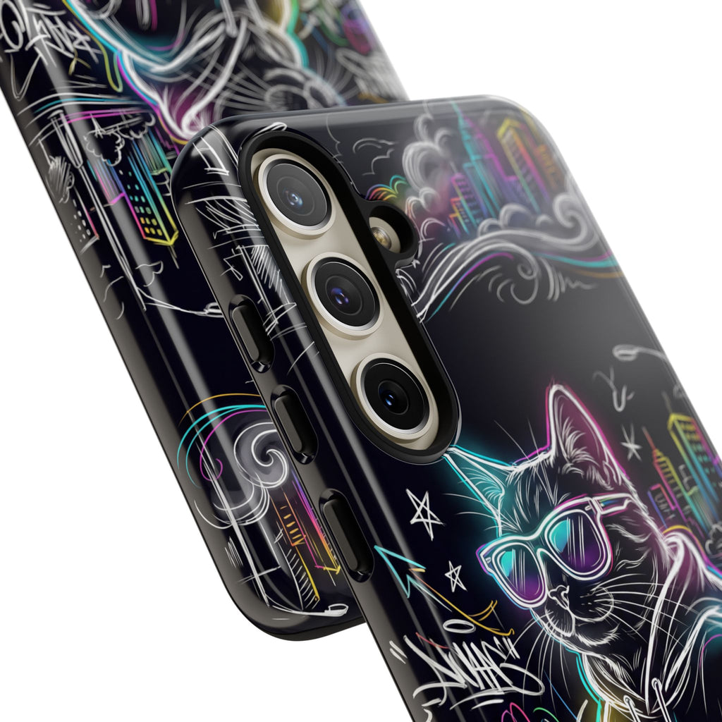Cool Hoodie Neon Street Cat Samsung Galaxy Phone Case
