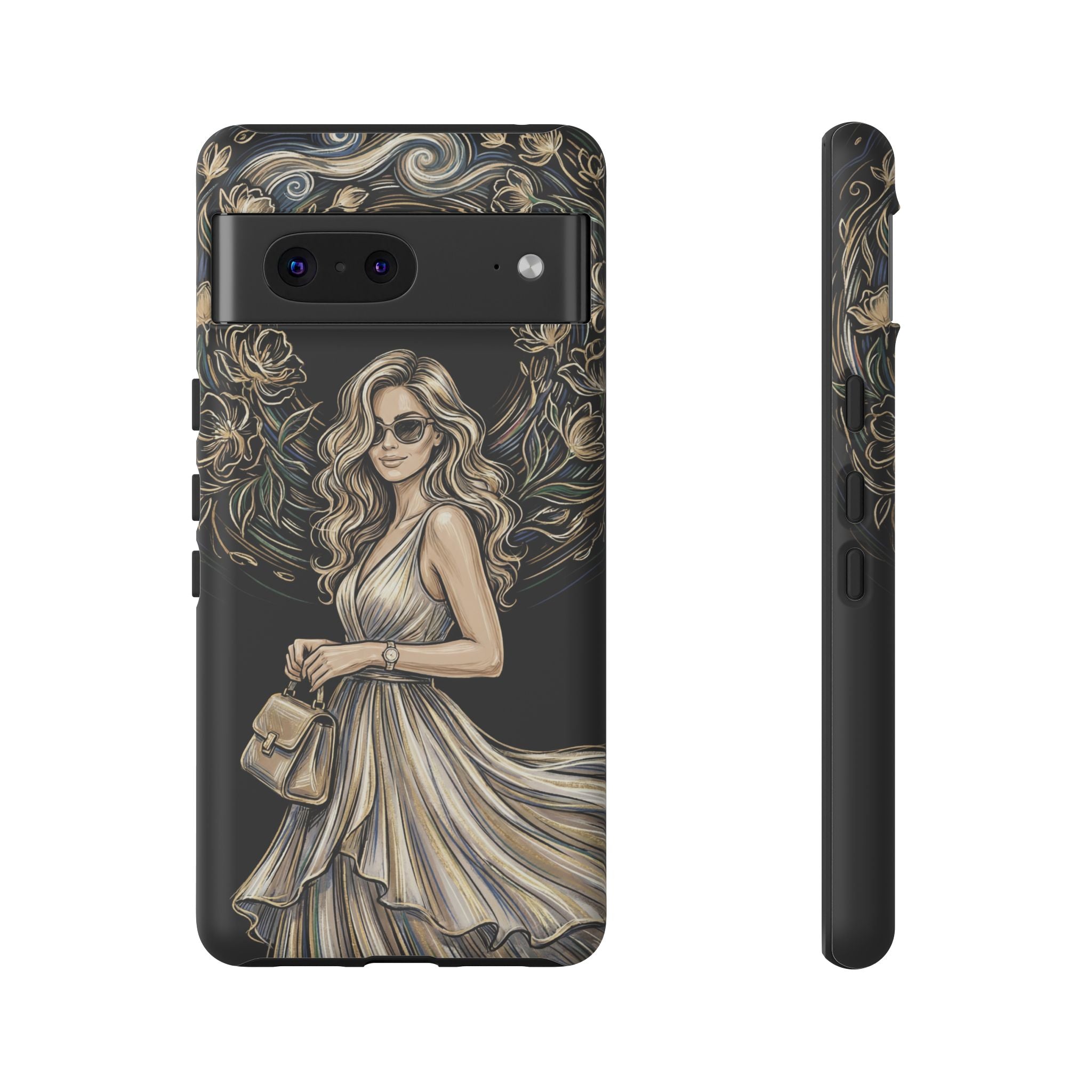 Stylish Woman Floral Wreath Tough Google Pixel Phone Case