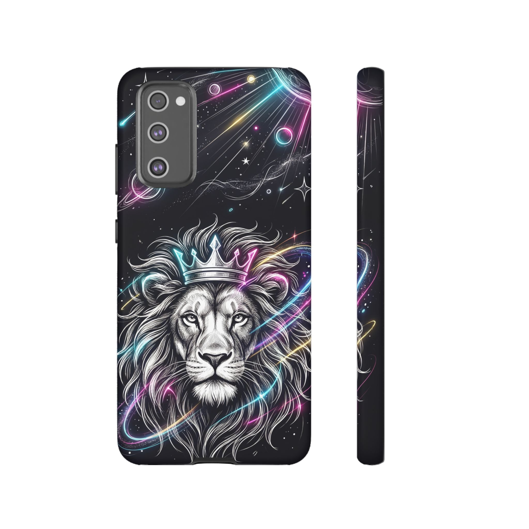 Galaxy Lion Samsung Galaxy Phone Case | Neon Crowned Lion Protective Case