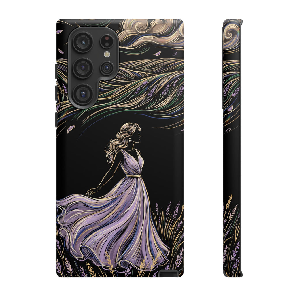 Cover per telefono Samsung Galaxy Lavander Breeze | Elegante protezione floreale con donna danzante