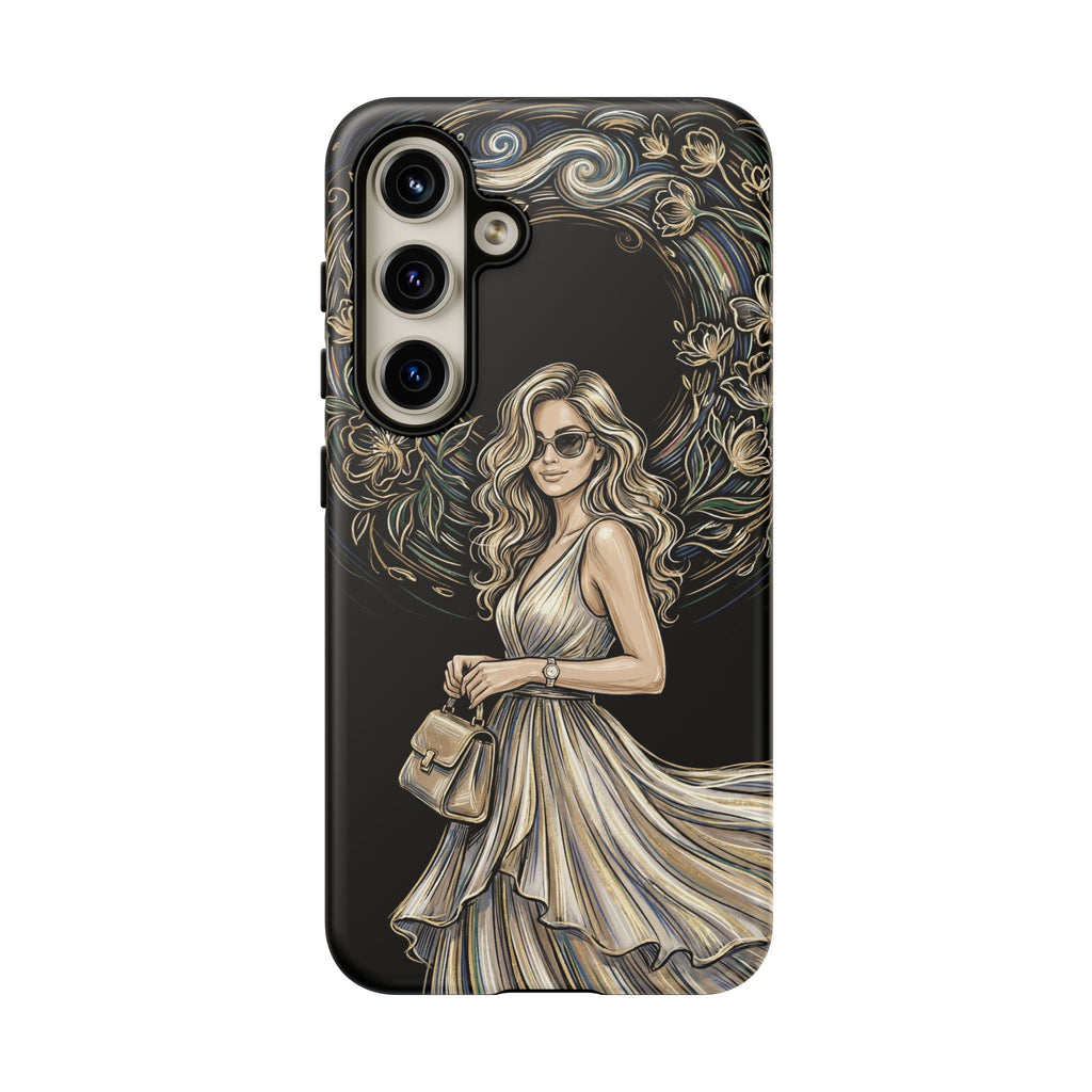 Custodia per telefono Samsung Galaxy robusta con ghirlanda floreale donna elegante