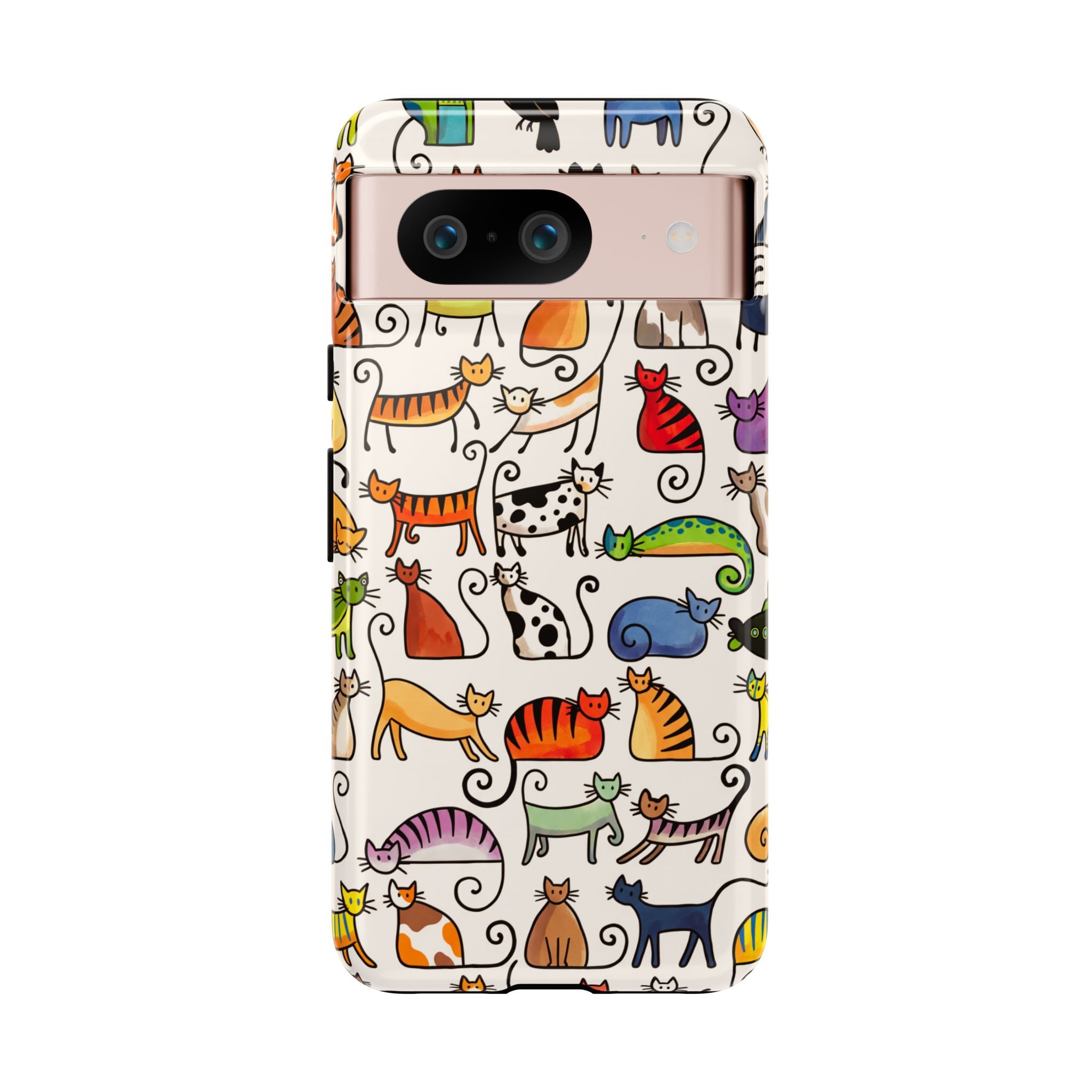 Cat Pattern Tough Google Pixel Case | Colourful Cartoon Cats