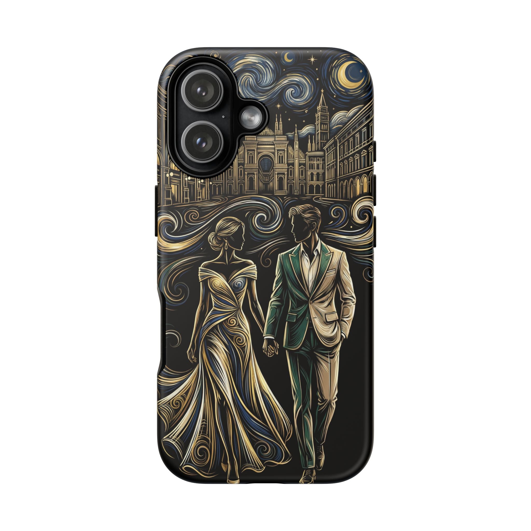Romantic Night Walk iPhone Case | Elegant Couple Art