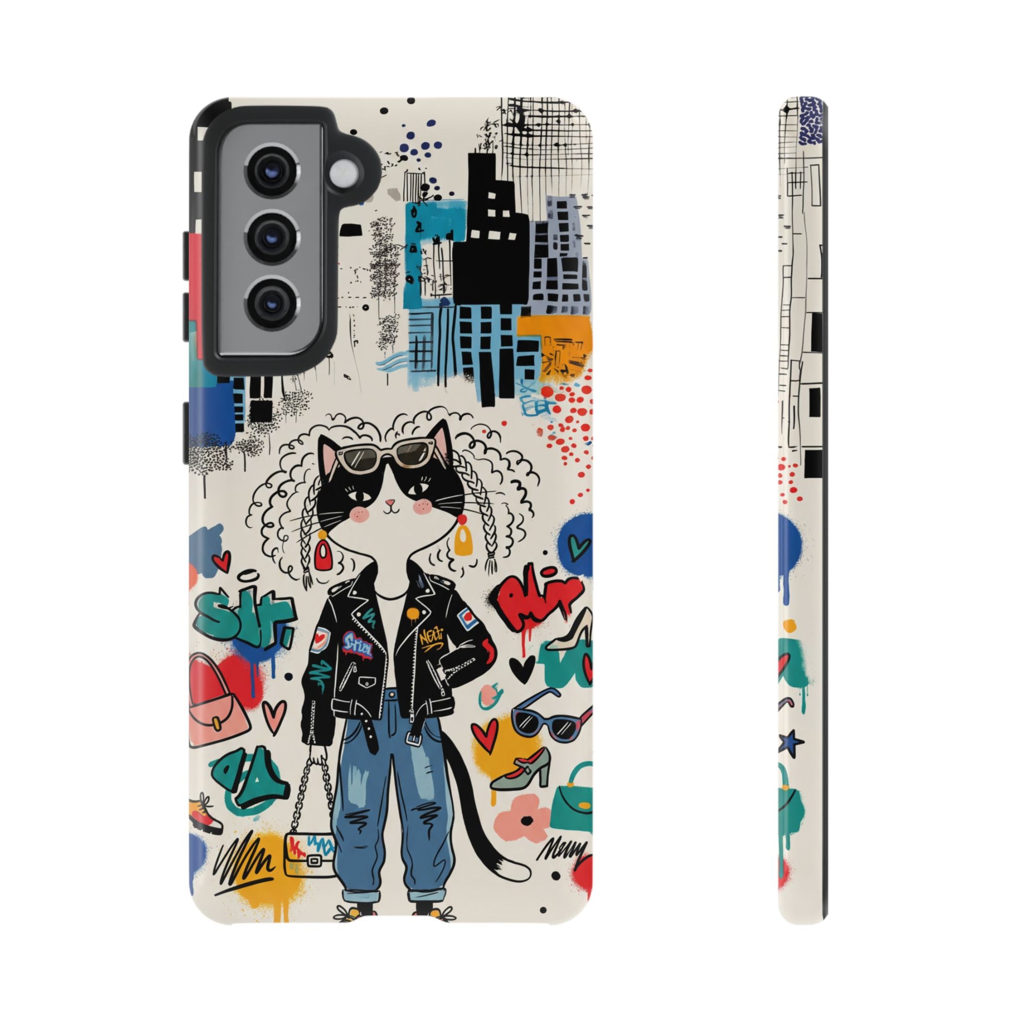 Punk City Cat Graffiti Design Samsung Galaxy Phone Case