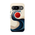 Abstract Wave Google Pixel Case | Red Sun Ocean Art