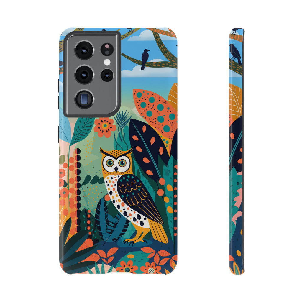 Botanical Forest Colourful Owl Samsung Galaxy Phone Case