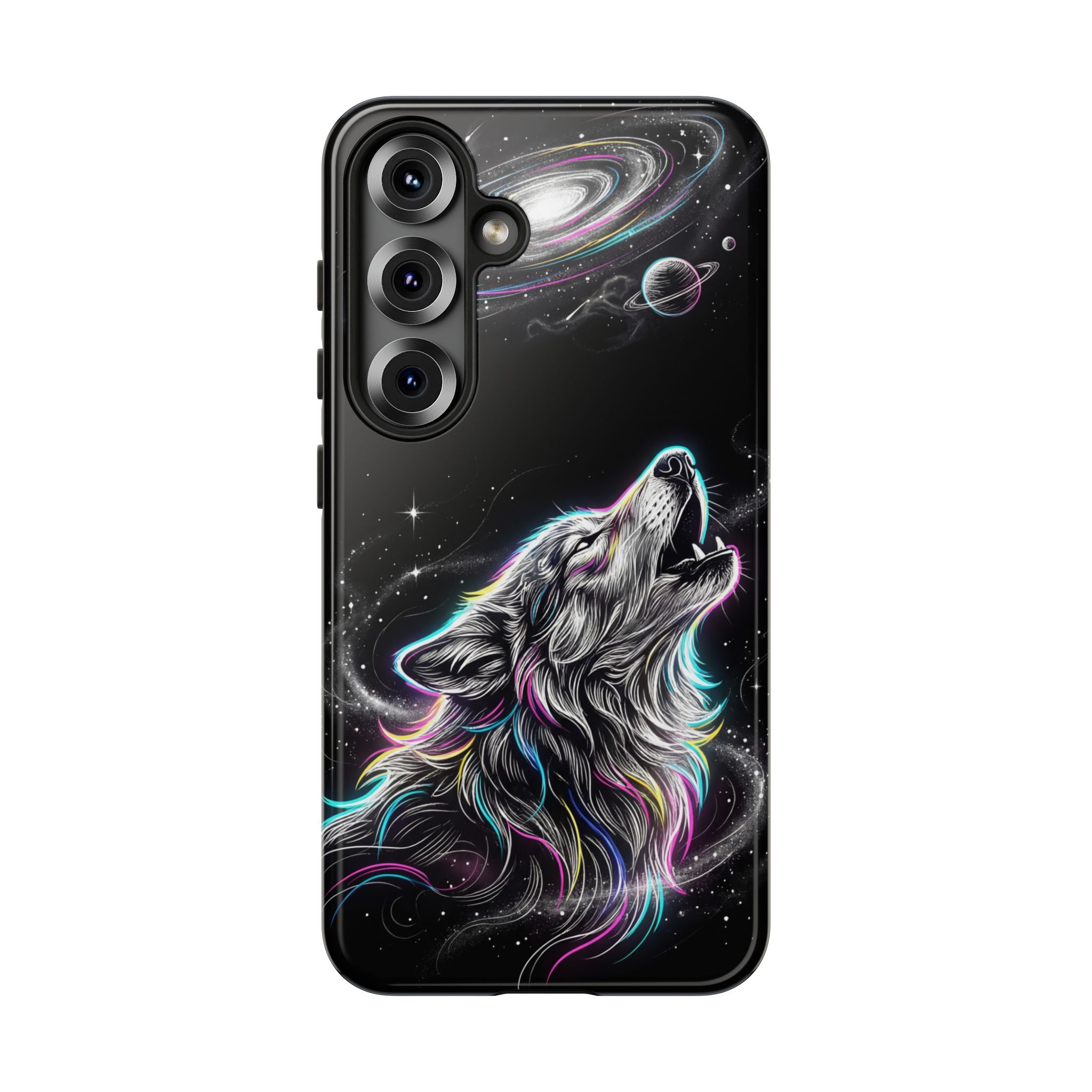 Wolf Galaxy Tough Samsung Galaxy Phone Case | Colorful Howling Wolf Space Design