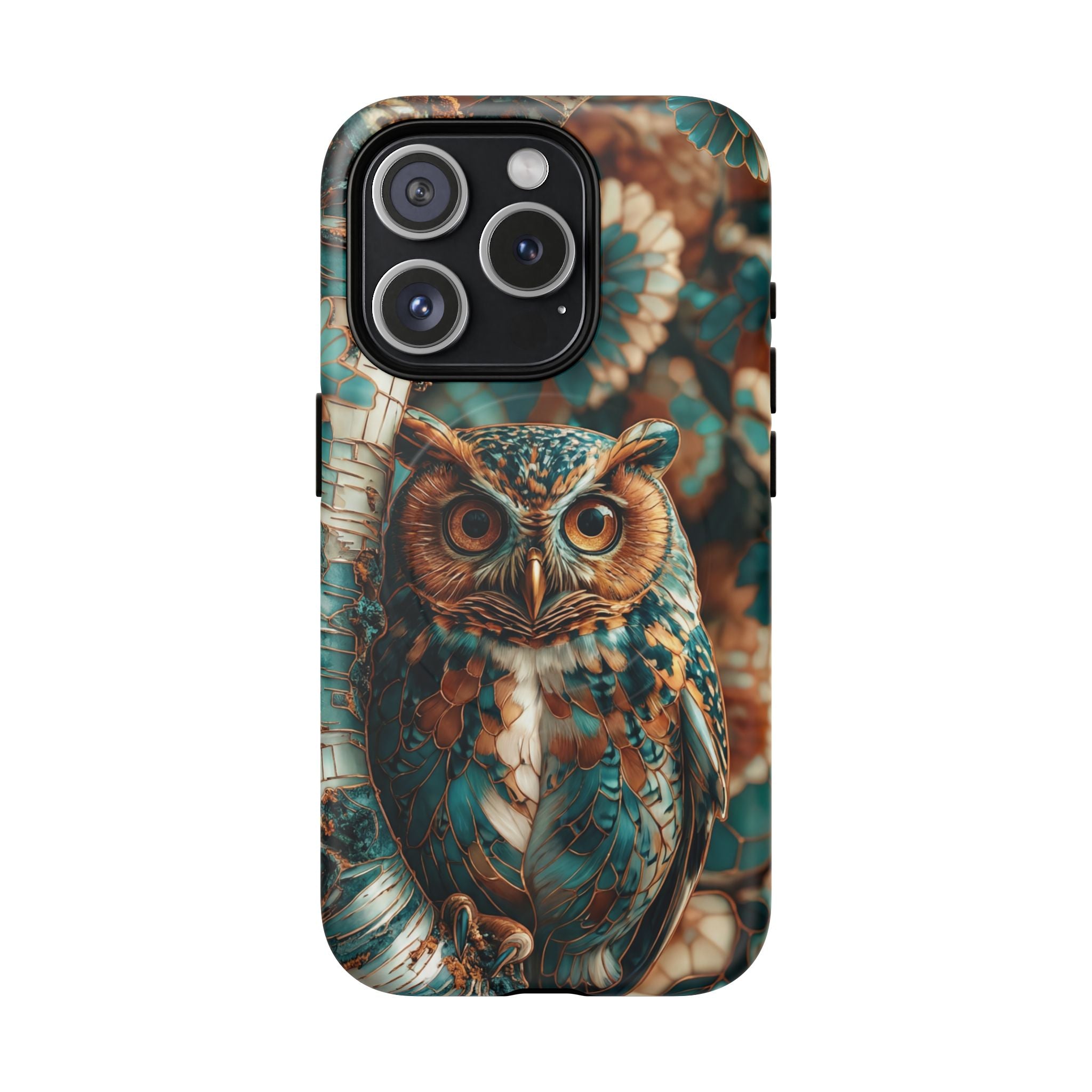 Custodia MagSafe resistente per iPhone con motivo a mosaico gufo