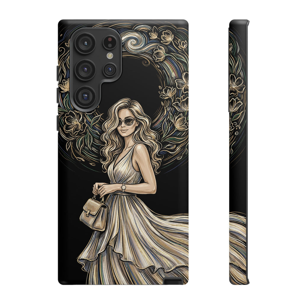 Custodia per telefono Samsung Galaxy robusta con ghirlanda floreale donna elegante