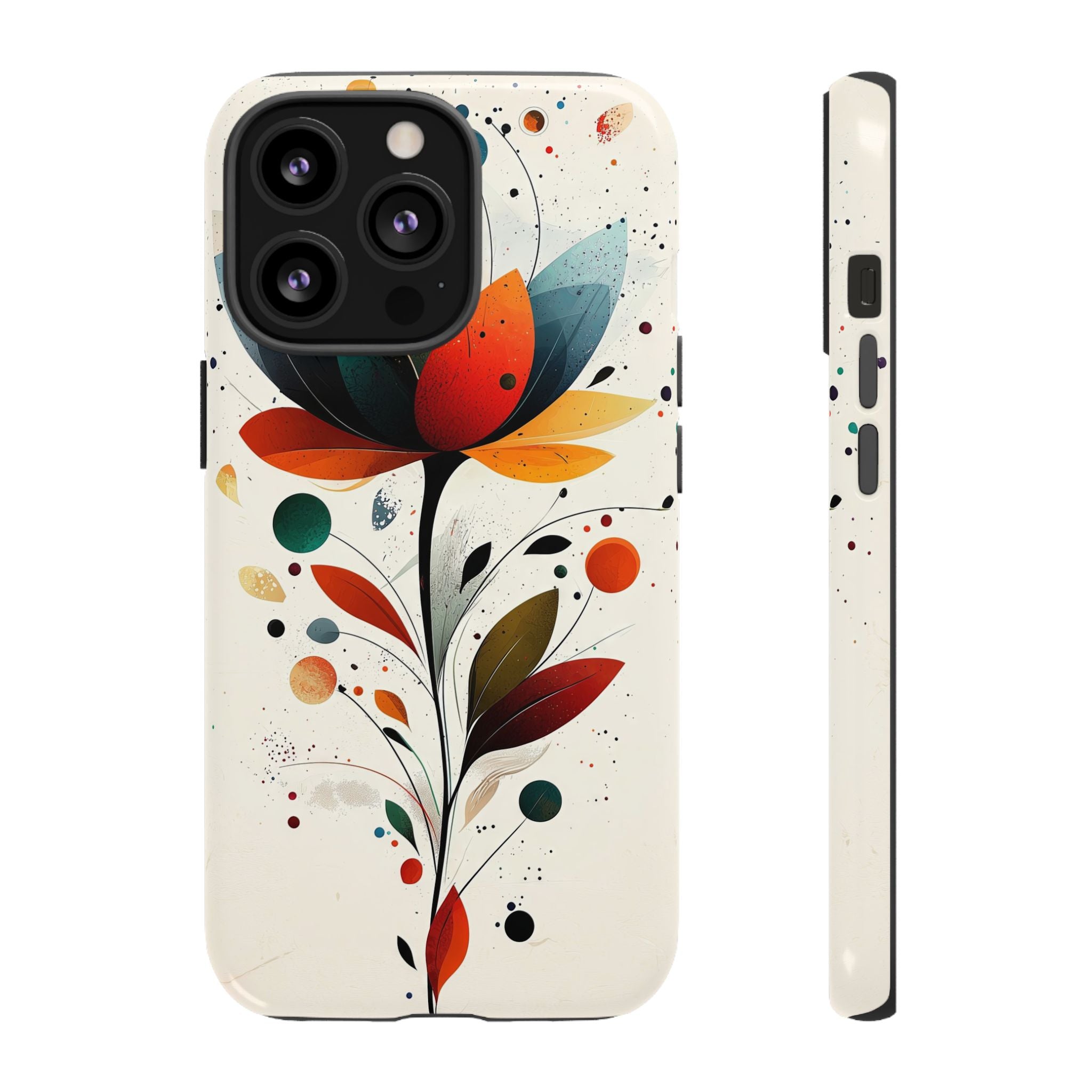 Floral Abstract Tough iPhone Case | Colourful Lotus Art Protective Cover