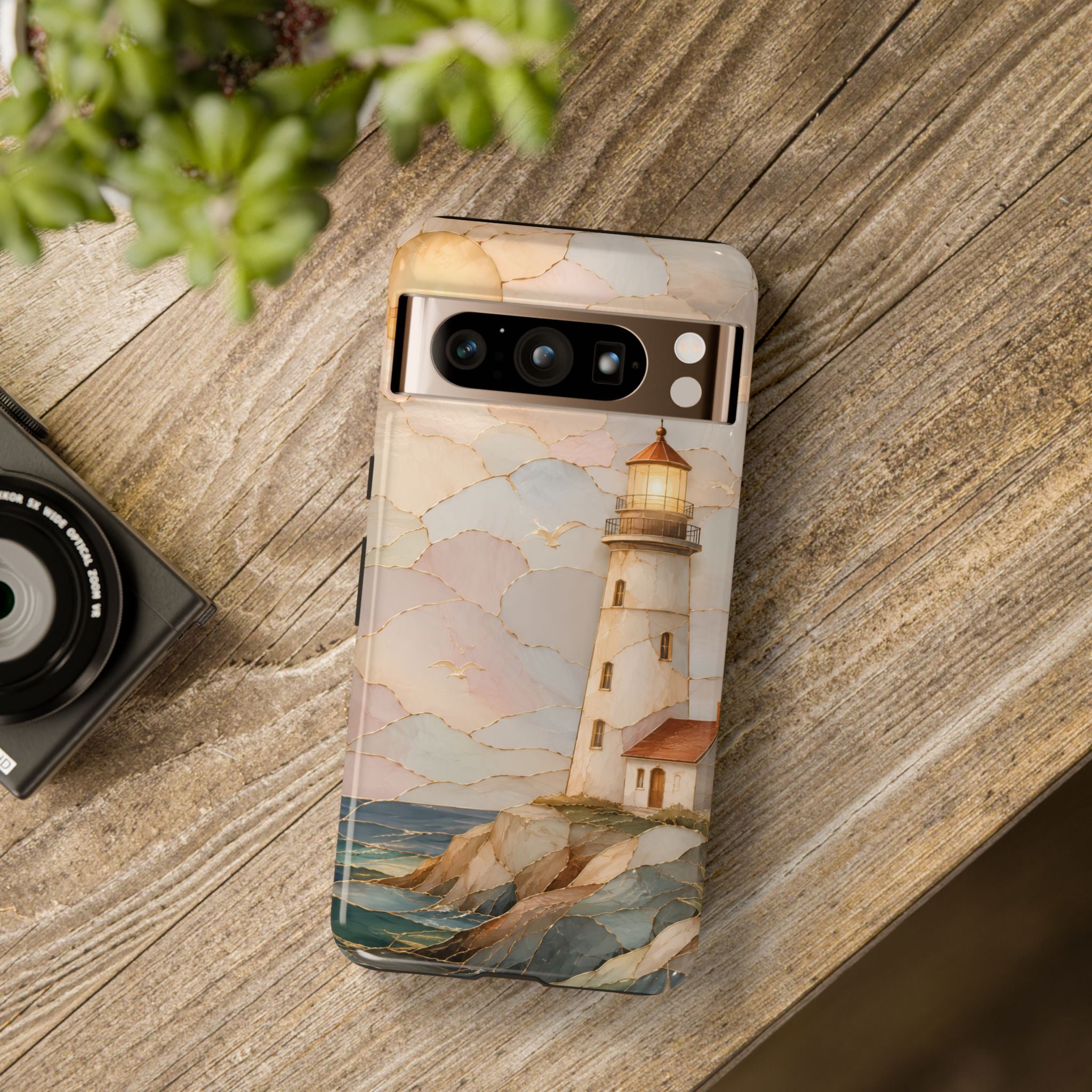 Lighthouse Google Pixel Phone Case | Coastal Stained Glass Phone Case