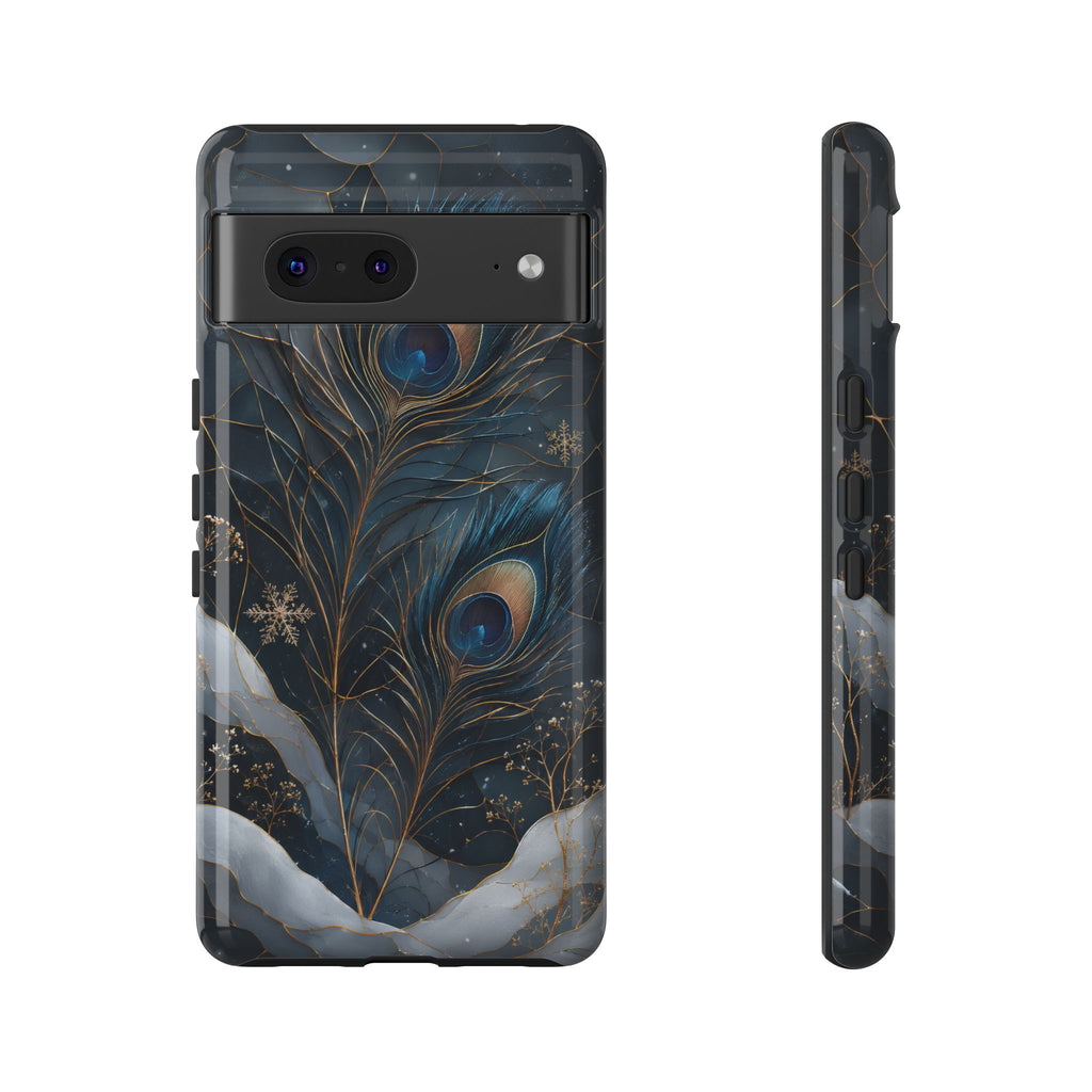Peacock Feather Google Pixel Phone Case | Blue Gold Phone Case