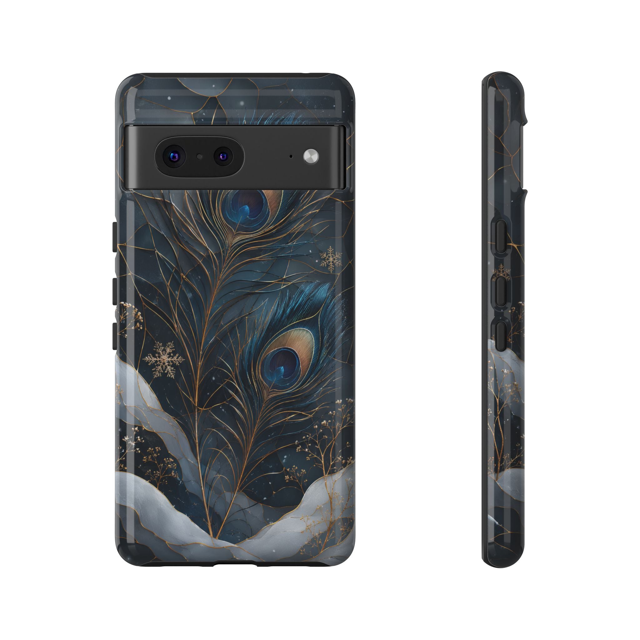 Peacock Feather Google Pixel Phone Case | Blue Gold Phone Case