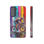 Cyclist Art Samsung Galaxy Phone Case | Colourful Drip Painting Tough Cases