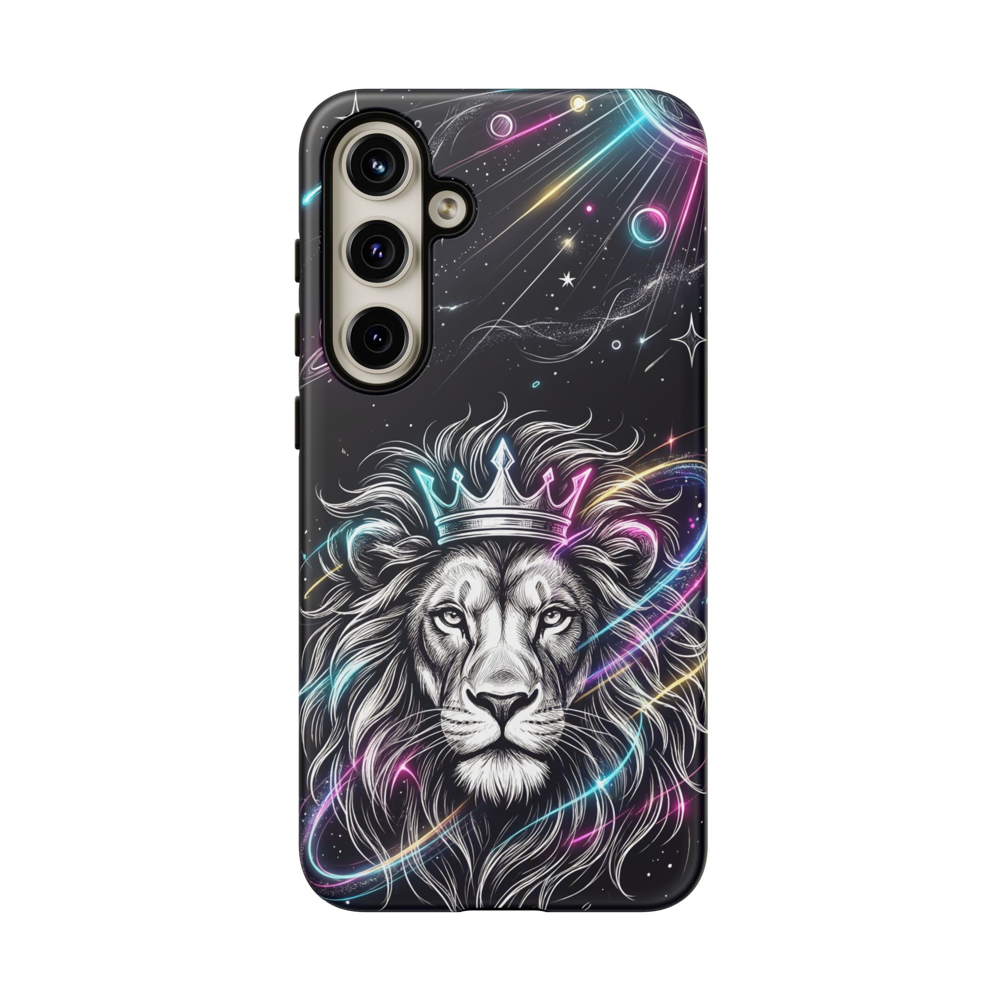 Galaxy Lion Samsung Galaxy Phone Case | Neon Crowned Lion Protective Case