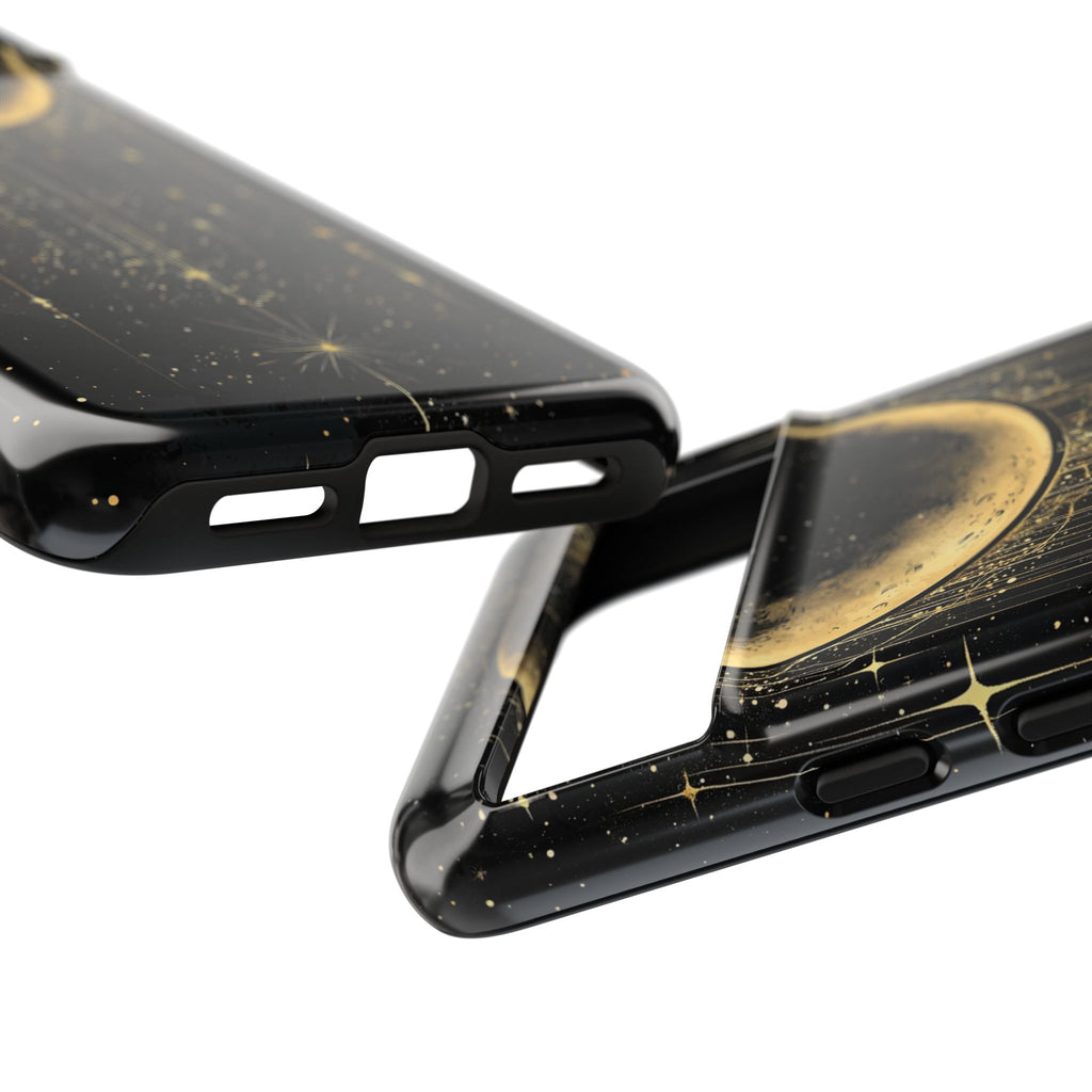 Moonlit Crescent Tough Google Pixel Case | Gold Stars Night Sky