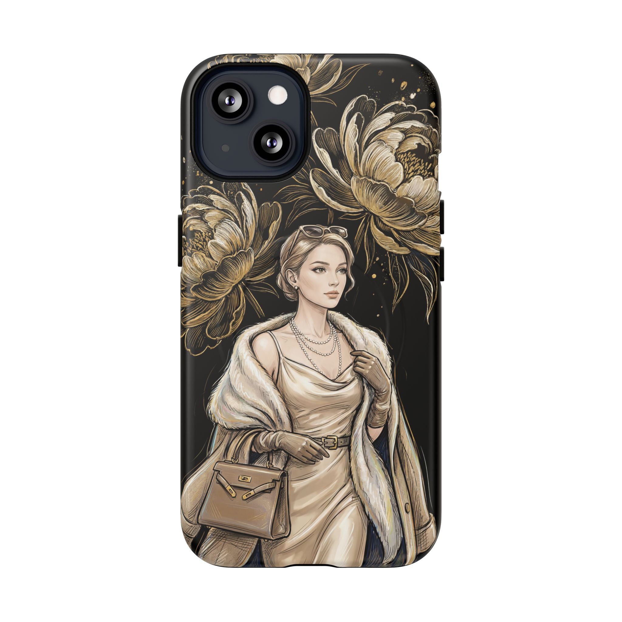 Elegant Vintage Lady Floral MagSafe iPhone Case | Chic Protective Cover for Women