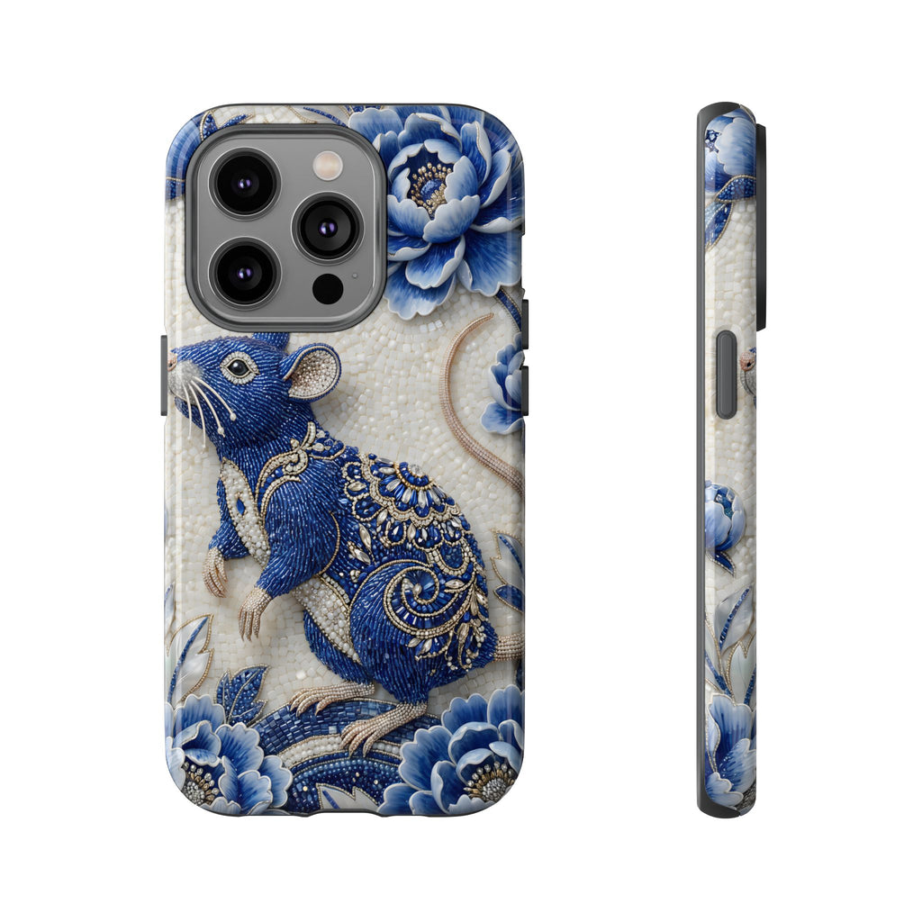 Asian Zodiac Rat iPhone Case | Blue & White Porcelain Art Slim Protective iPhone Case | Year of the Rat Gift