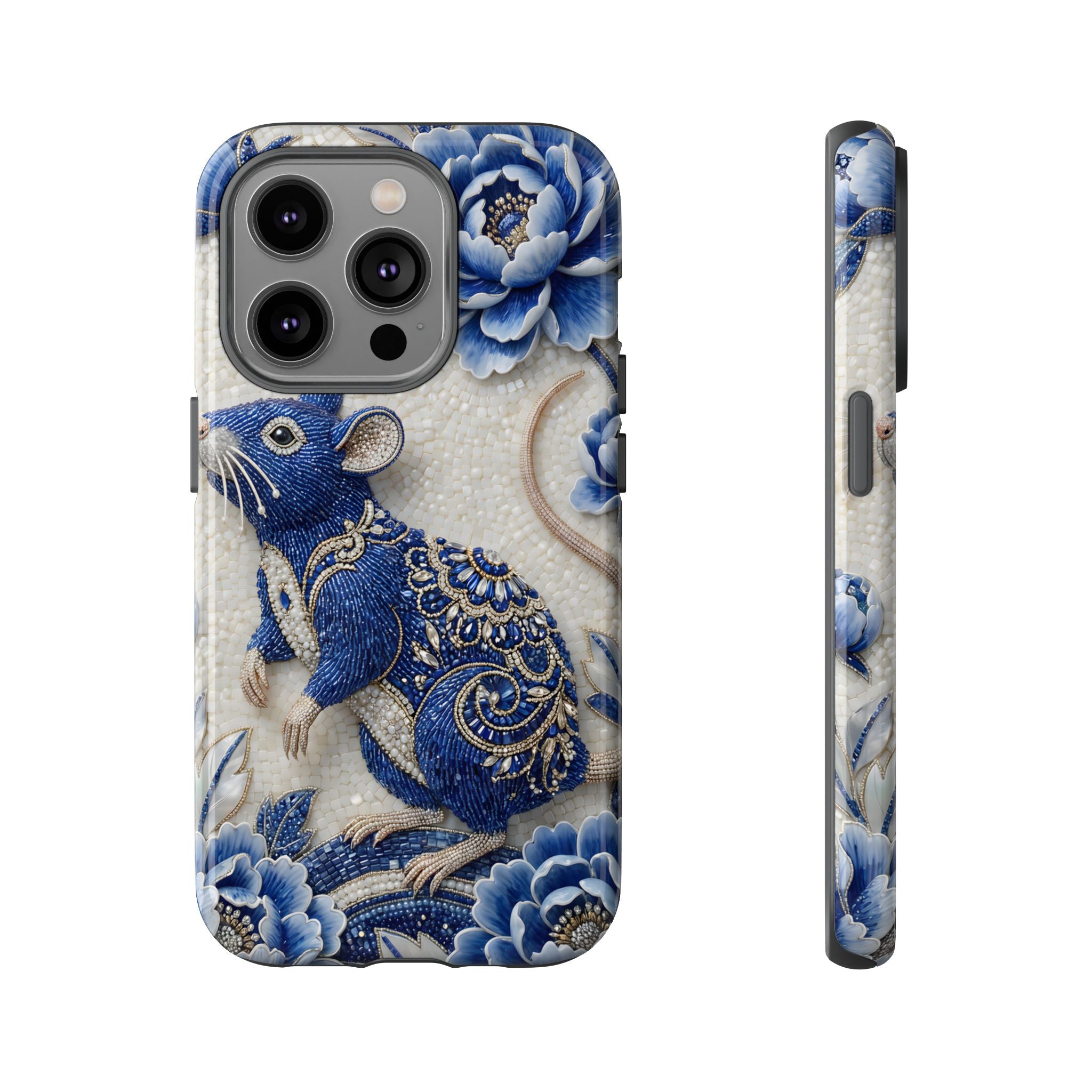 Asian Zodiac Rat iPhone Case | Blue & White Porcelain Art Slim Protective iPhone Case | Year of the Rat Gift