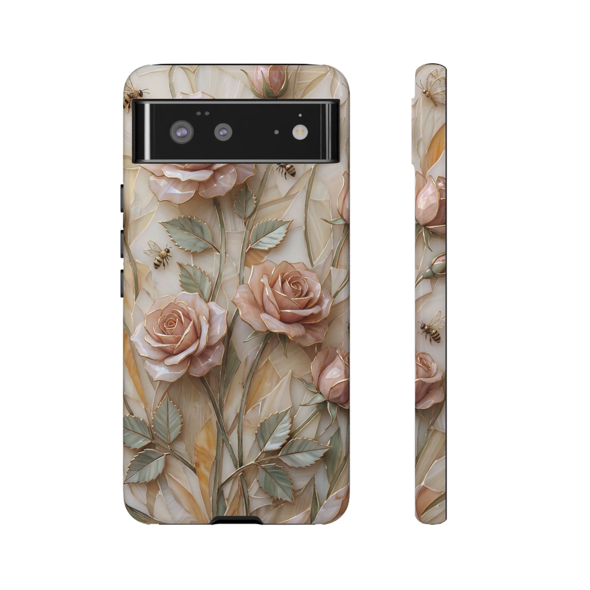 Vintage Blush Rose Floral Tough Google Pixel Protective Cover