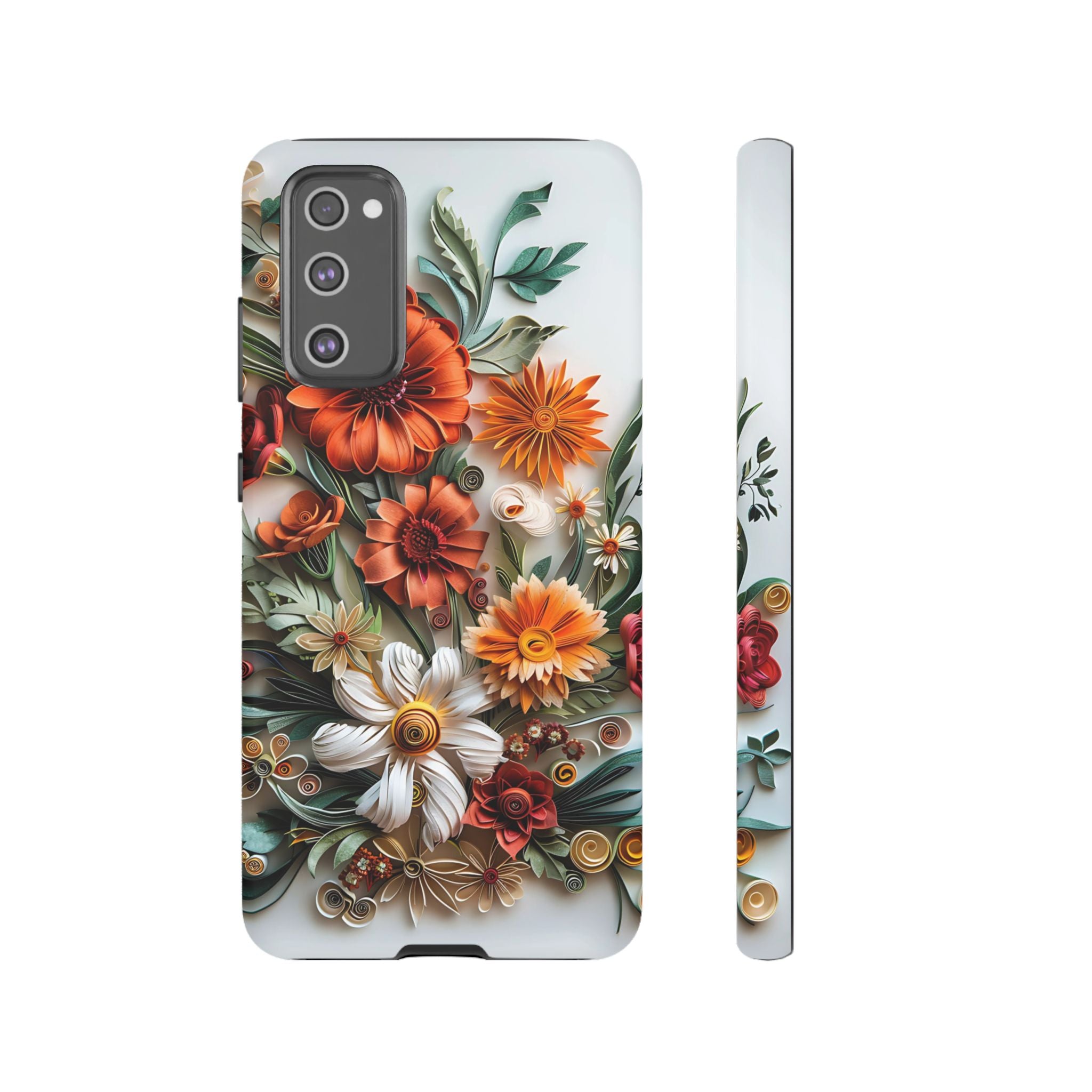 Floral Quilling Tough Samsung Galaxy Case — Orange Daisy