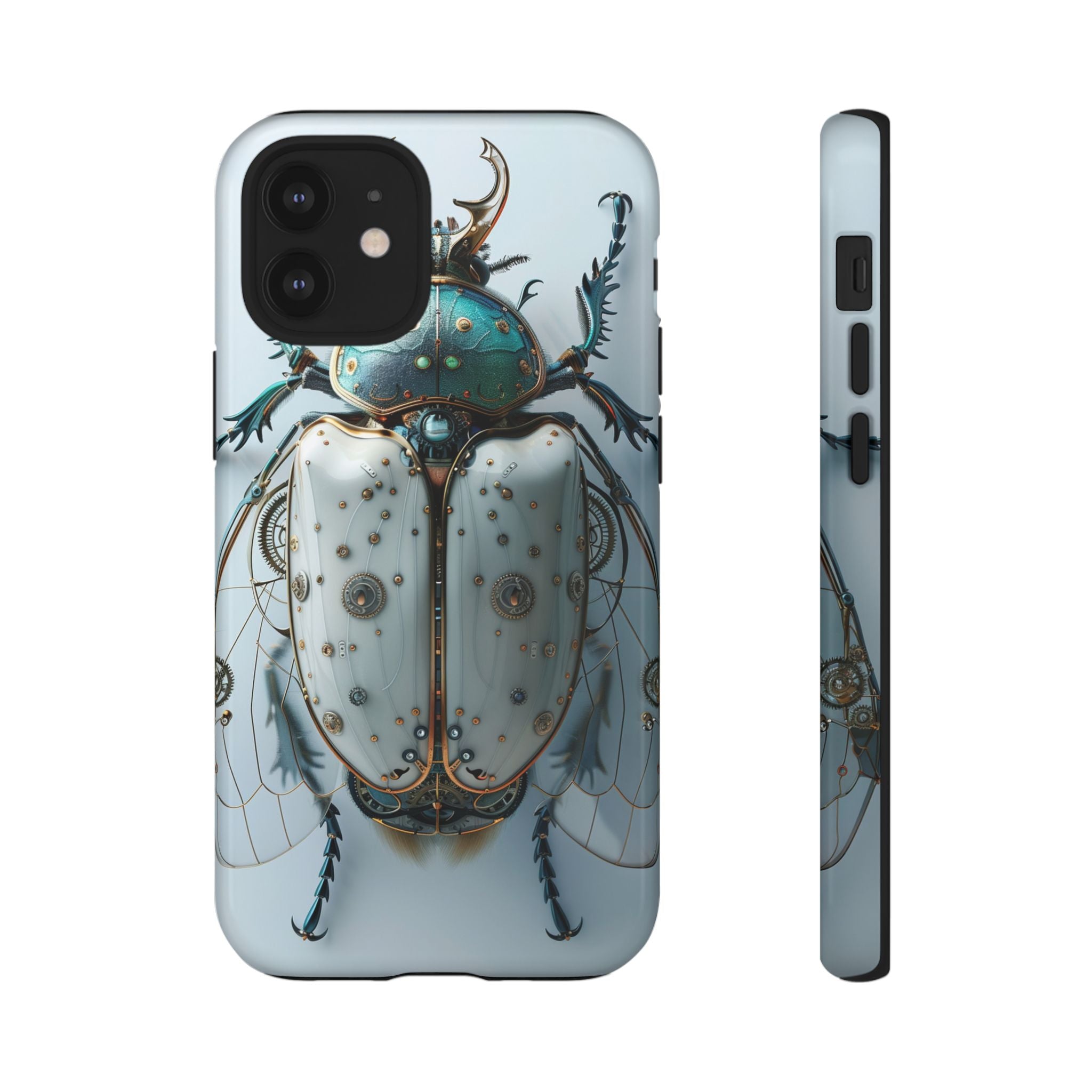 Steampunk White Beetle Protective Tough iPhone Case