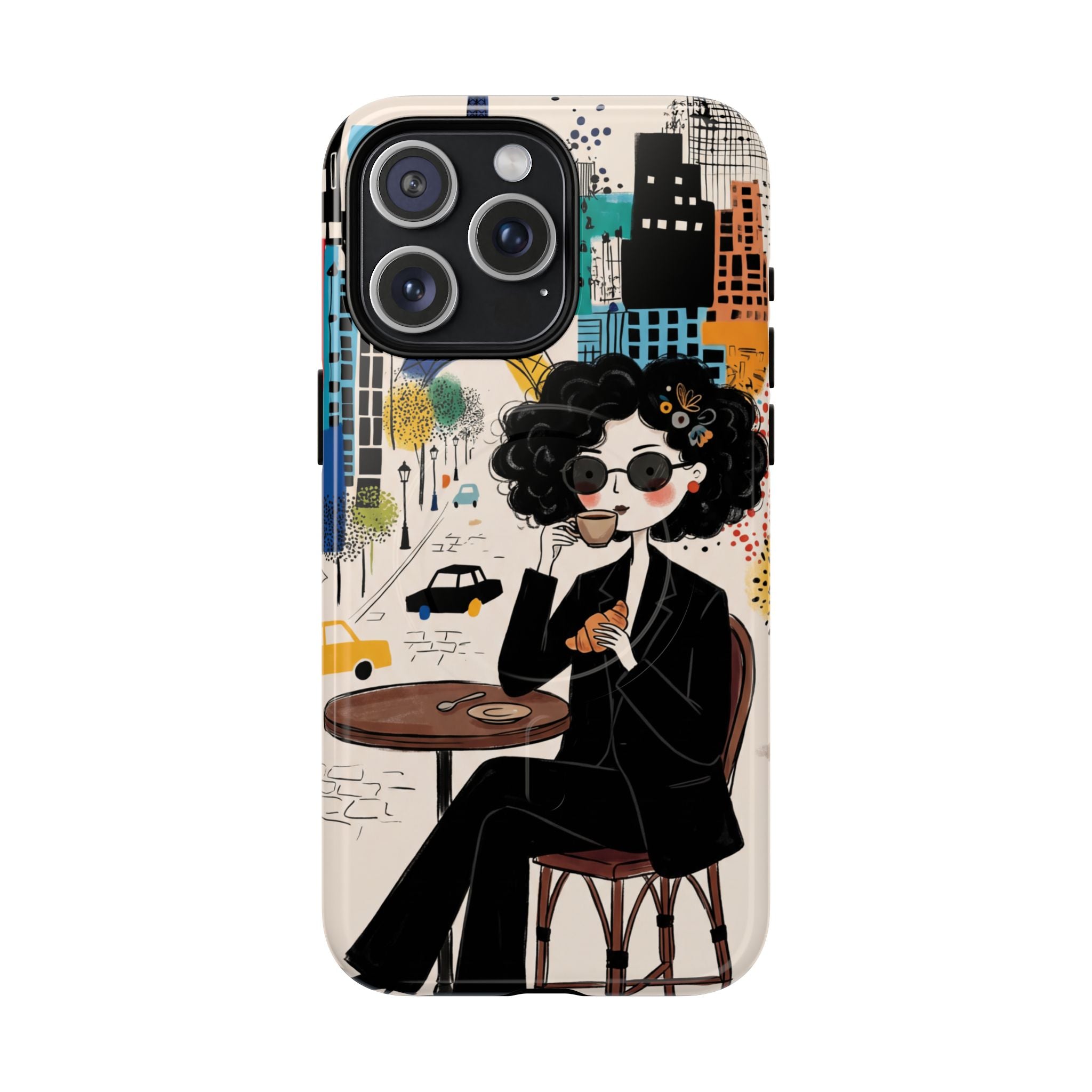 Paris Cafe Chic MagSafe iPhone Case | Stylish Woman Illustration iPhone Cover