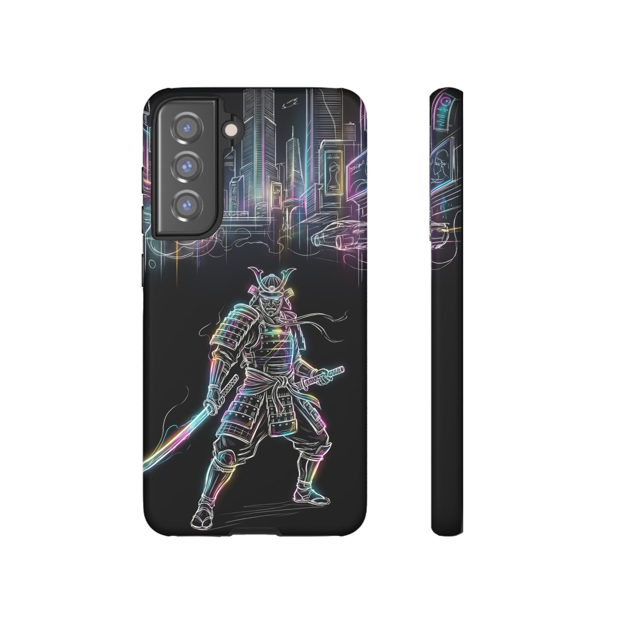 Neon Samurai Samsung Galaxy Phone Case | Cyberpunk City Armor