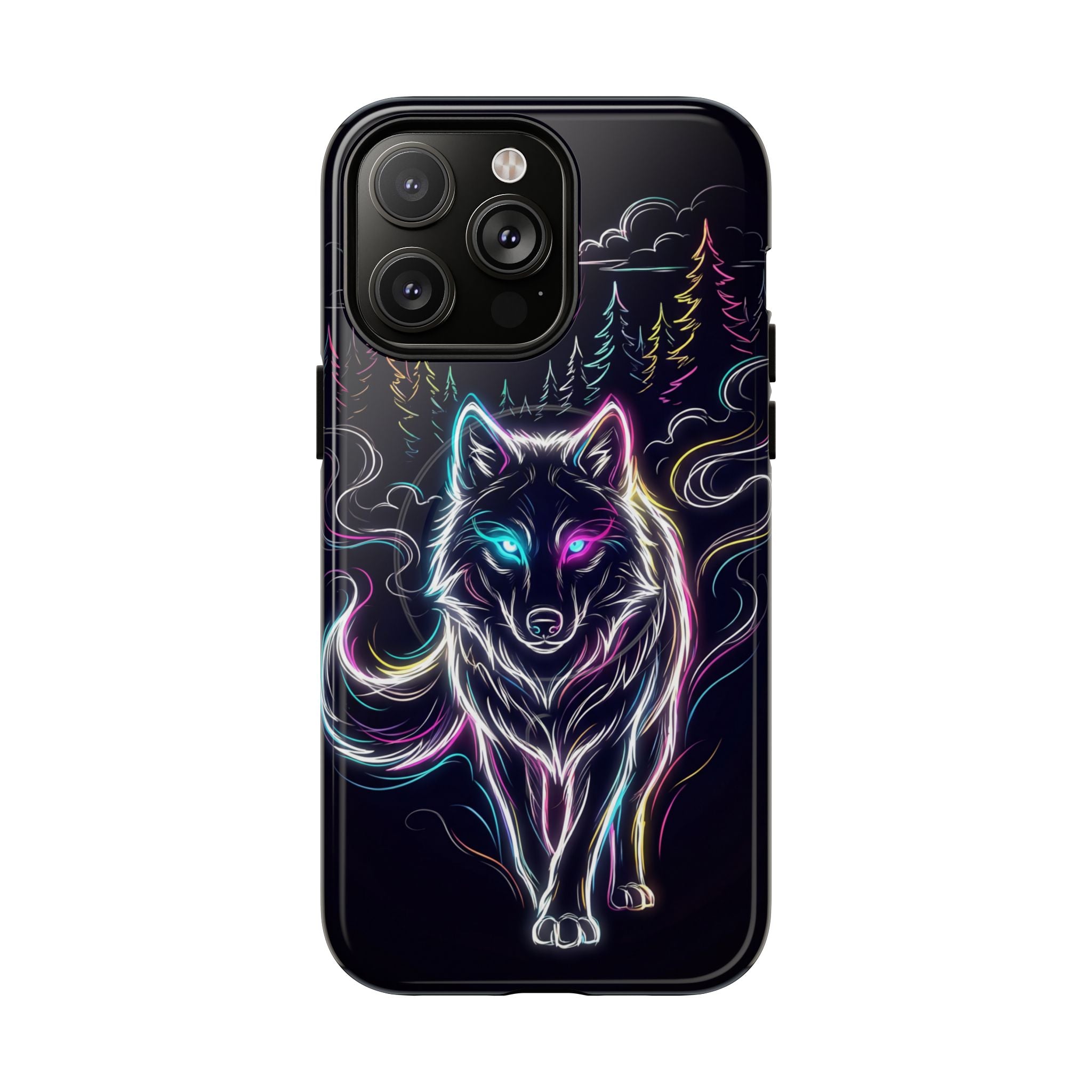 Neon Wolf MagSafe iPhone Case | Mystic Glow Protective Tough Case