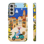 Mediterranean Scooter Samsung Galaxy Phone Case | Coastal Lemon Grove Design