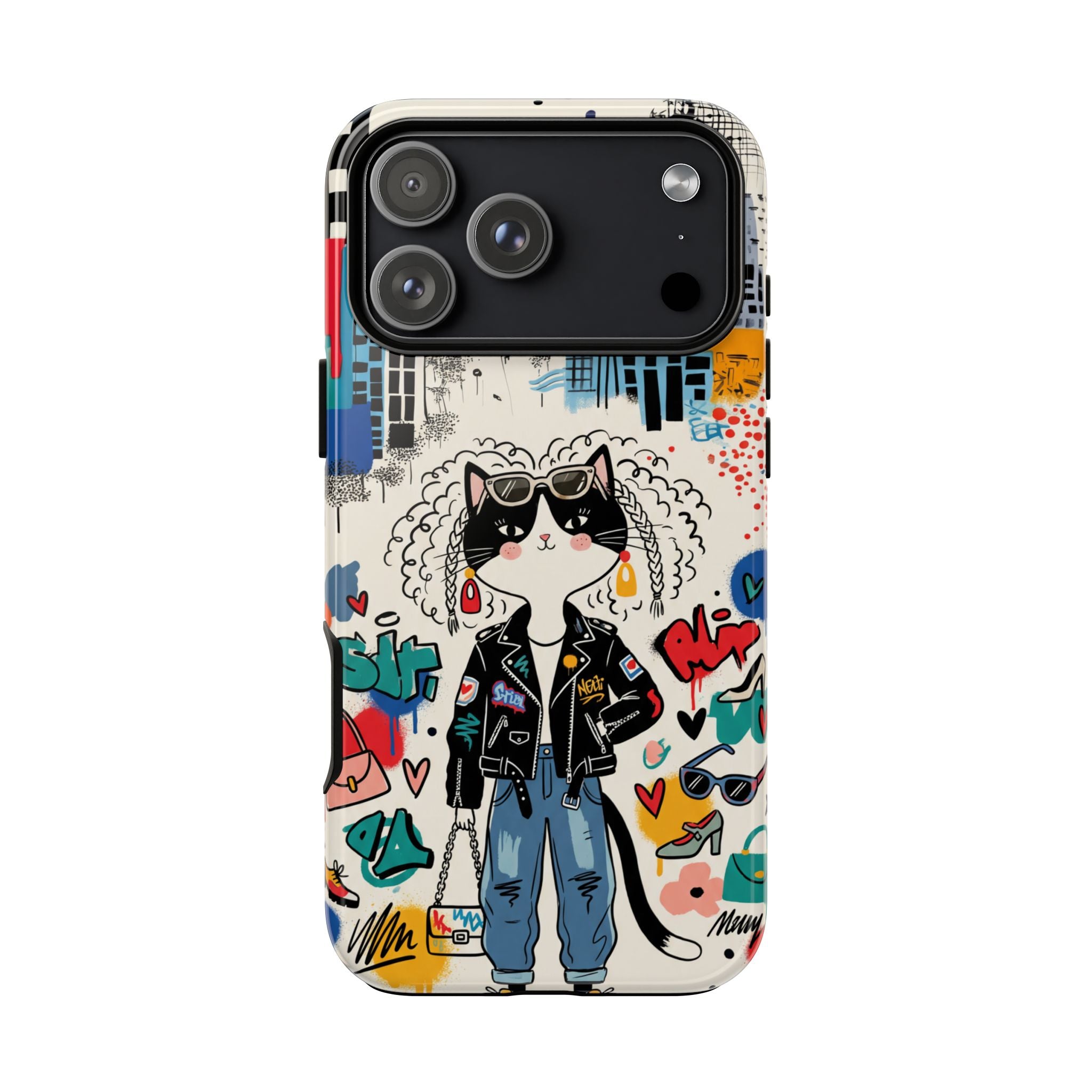 Punk City Cat Graffiti Design iPhone Case