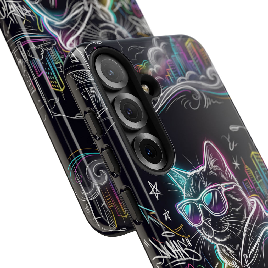 Cool Hoodie Neon Street Cat Samsung Galaxy Phone Case