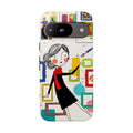 Art Gallery Illustration Google Pixel Phone Case | Cute Woman with Frames Design