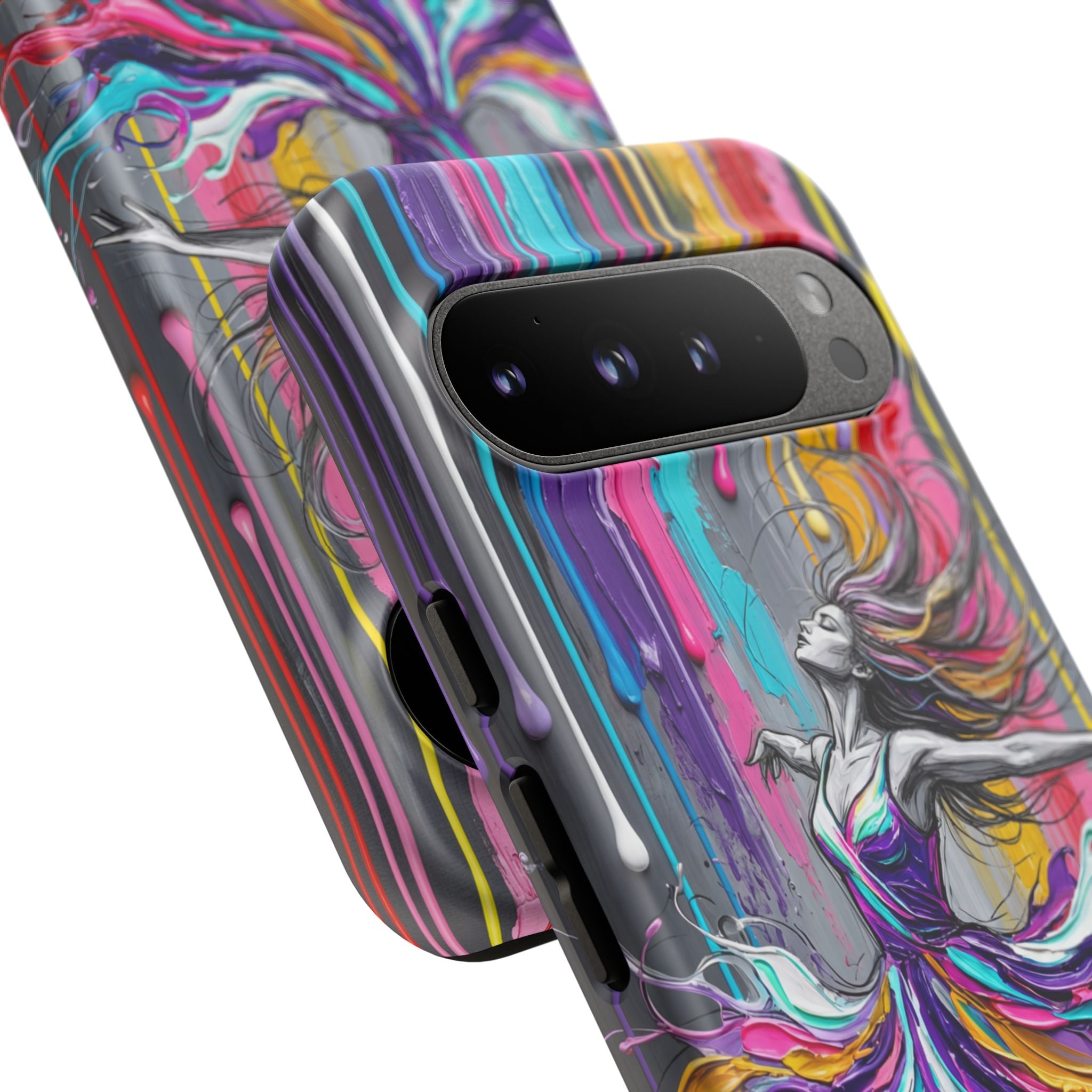 Colorful Dancer Tough Google Pixel Phone Case | Vibrant Drip Art Protective Cover
