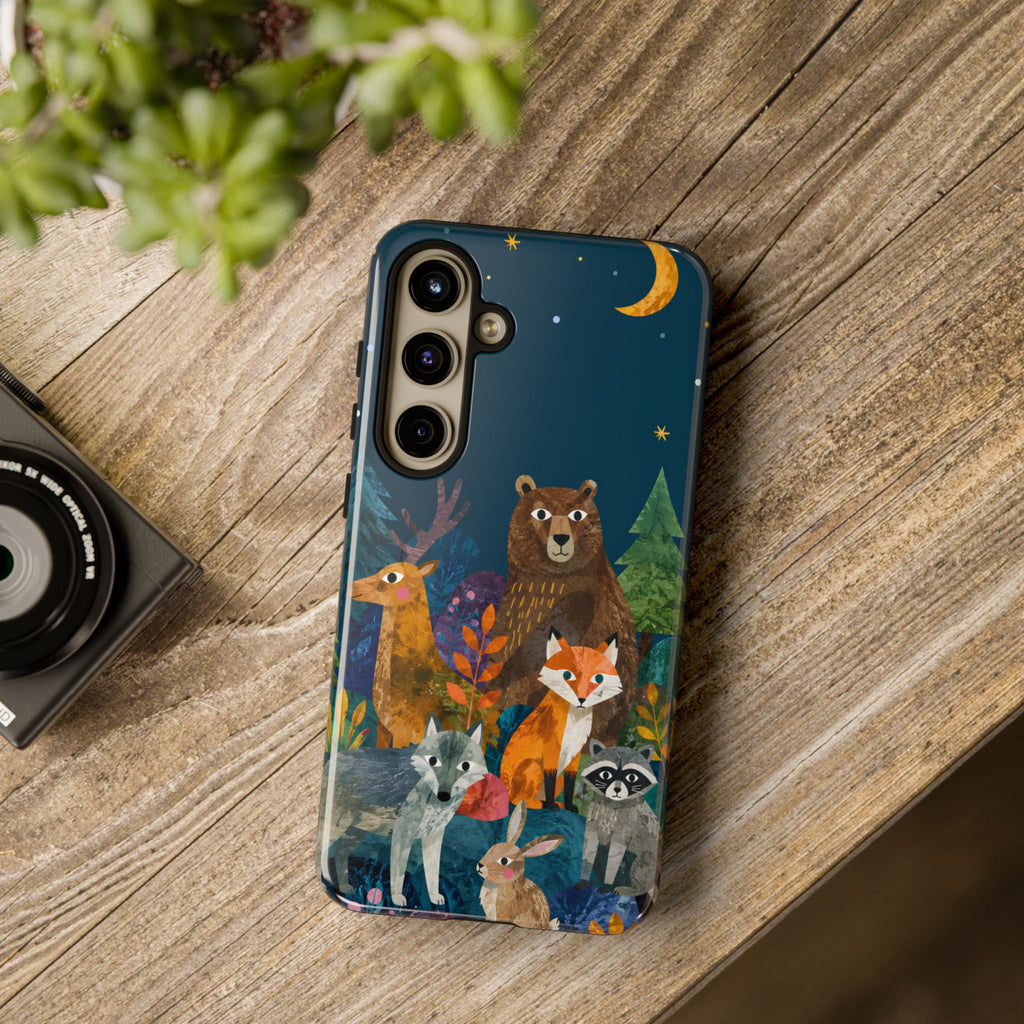 Forest Friends Samsung Galaxy Phone Case | Nighttime Woodland Animals Design