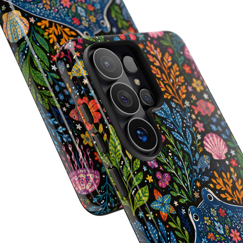 Manta Ray Floral Samsung Galaxy Phone Case | Colorful Underwater Sea Life Protective Cover
