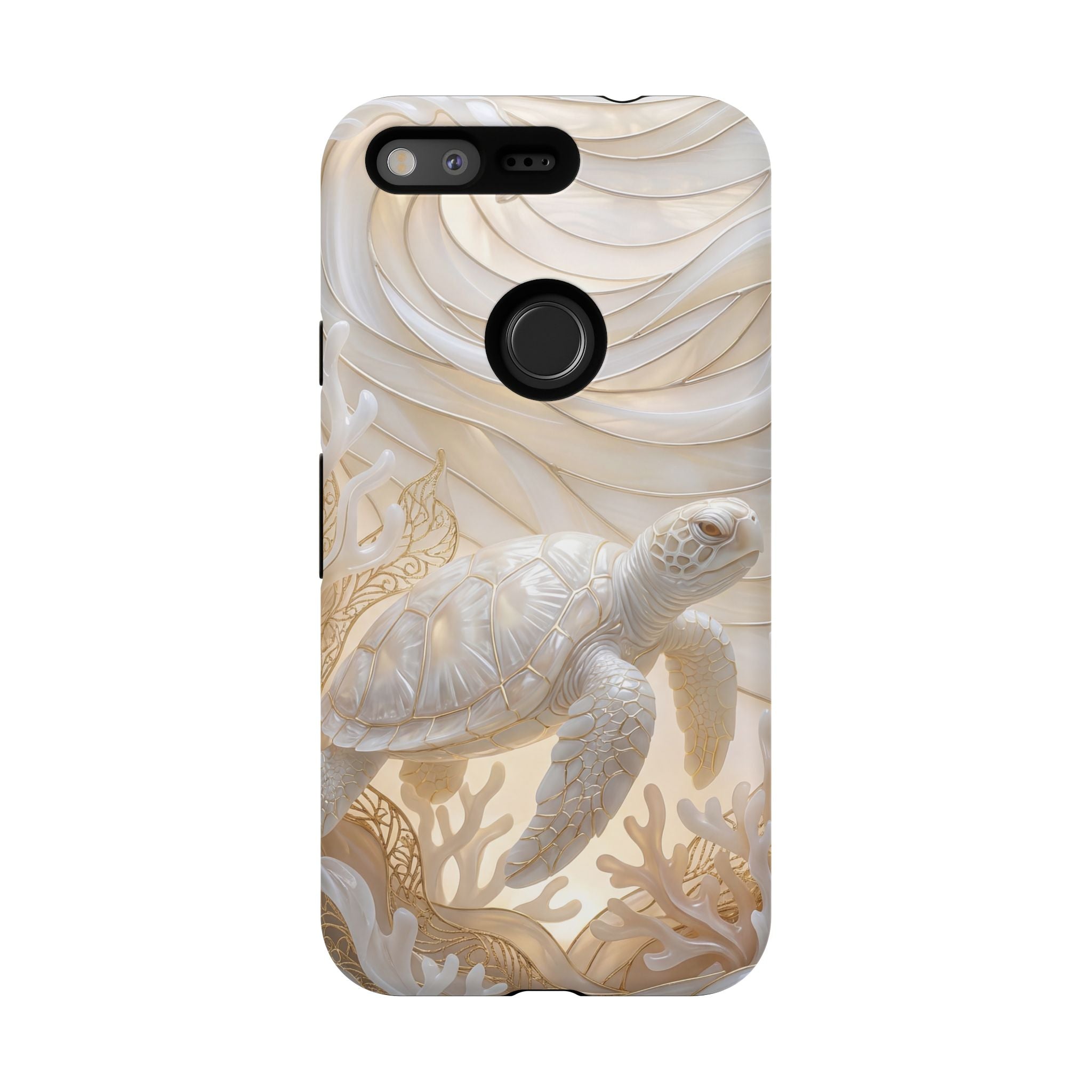 Sea Turtle Tough Google Pixel Case — Elegant Nautical Coral Design